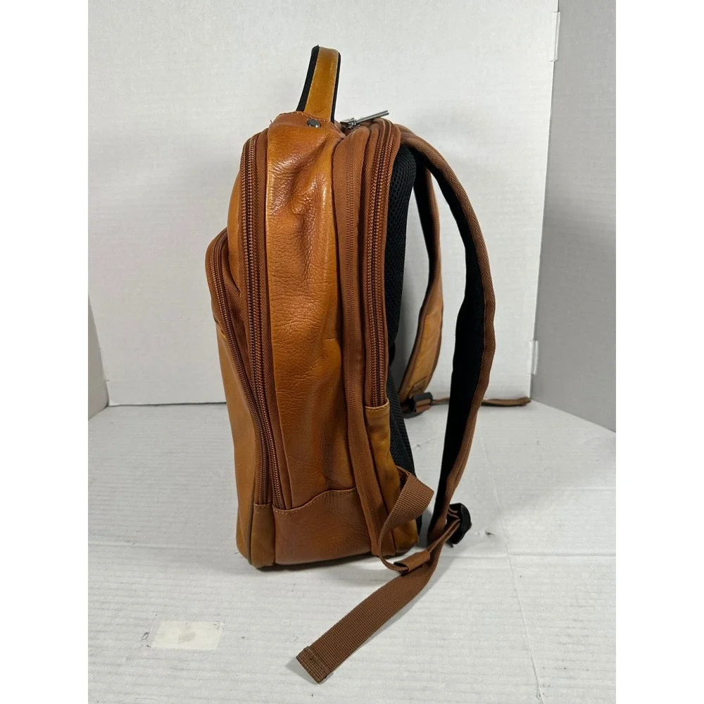Kenneth Cole Reaction Mens Tan Cognac LeatherLaptop Backpack Business Bag 580674 - Picture 10 of 15